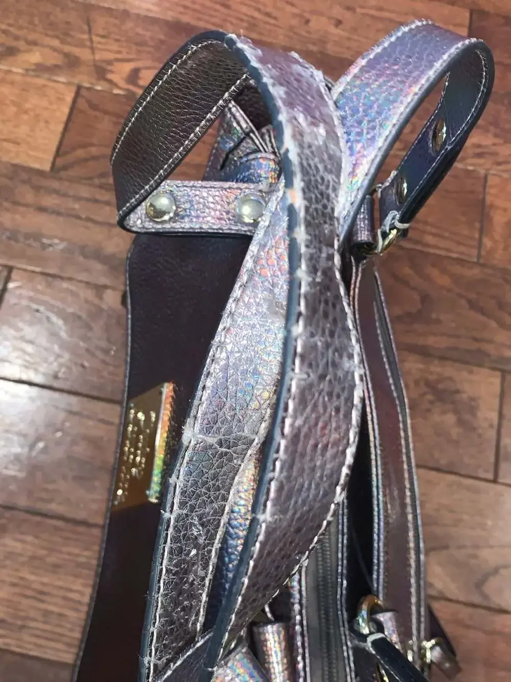 Juicy Couture Holographic Metallic Satchel Bag Y2K Rainbow Handbag‎